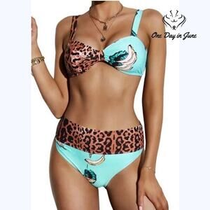 ODIJ Leopard Knot High Waist Bikini Swimsuit Size XL